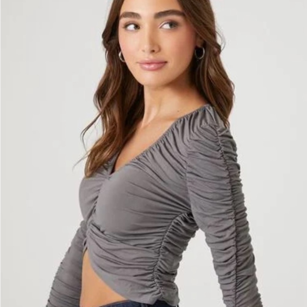 Ruched V-Neck Crop Top